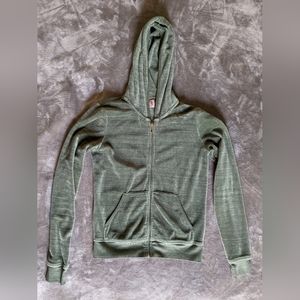 Juicy Couture Velour Olive Green Hooded Zip Up